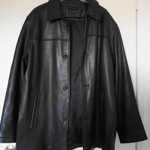 BRANDINI Black Button Up Leather Jacket